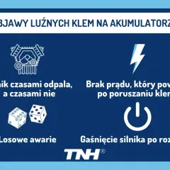 Objawy luźnych klem: silnik odpala losowo, brak prądu, gaśnięcie silnika. Czy luźna klema może rozładować akumulator? Tak, to możliwe.