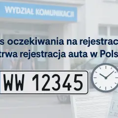 Czas oczekiwania na rejestrację – ile trwa rejestracja samochodu przez internet? Zegarek i dokumenty sugerują, że proces może zająć trochę czasu.