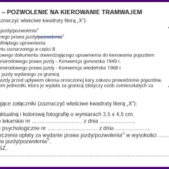 Formularz wniosku o zwrot zatrzymanego prawa jazdy. Zaznaczono opcję "zwrot zatrzymanego prawa jazdy/pozwolenia".