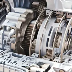 Przekładnia automatyczna w przekroju: zobacz, jak działa automatyczna skrzynia biegów, z jej kołami zębatymi i elementami hydraulicznymi.