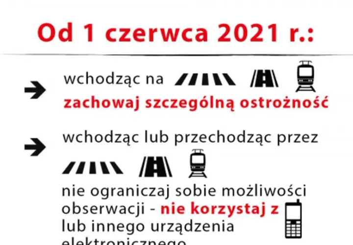 Od 1 czerwca 2021 r. wchodząc na tory lub przechodząc przez przejście, zachowaj szczególną ostrożność. Nie korzystaj z telefonu.