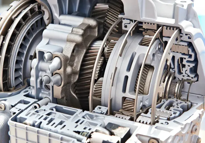 Przekładnia automatyczna w przekroju: zobacz, jak działa automatyczna skrzynia biegów, z jej kołami zębatymi i elementami hydraulicznymi.