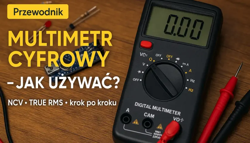Cyfrowy multimetr z wyświetlaczem 0.00. Dowiedz się, jak sprawdzić baterię miernikiem, krok po kroku.