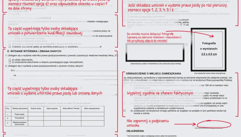 Formularz wniosku o wydanie prawa jazdy kat. B. Wypełnij go, aby przedłużyć prawo jazdy.