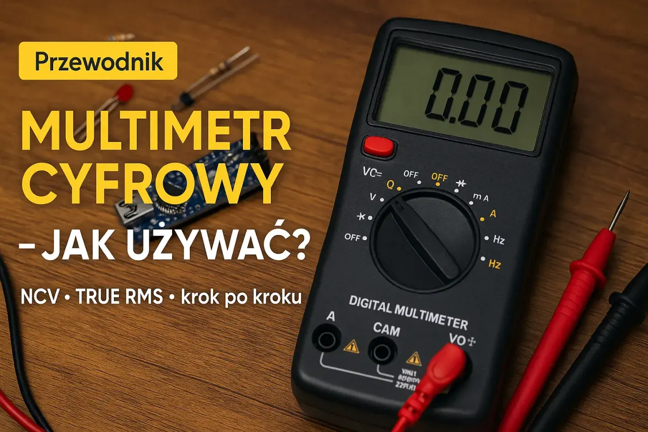 Cyfrowy multimetr z wyświetlaczem 0.00. Dowiedz się, jak sprawdzić baterię miernikiem, krok po kroku.