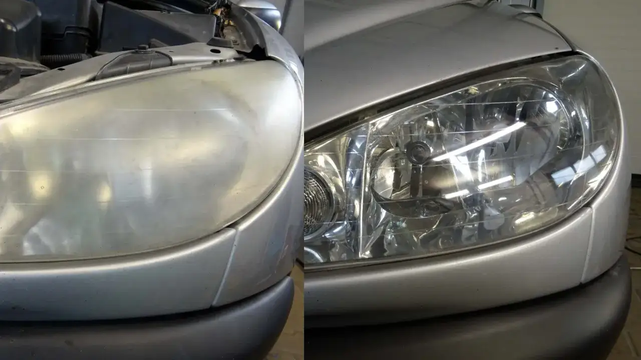 Przed i po: matowa lampa samochodowa staje się przejrzysta. Dowiedz się, jak wypolerować lampy domowym sposobem.